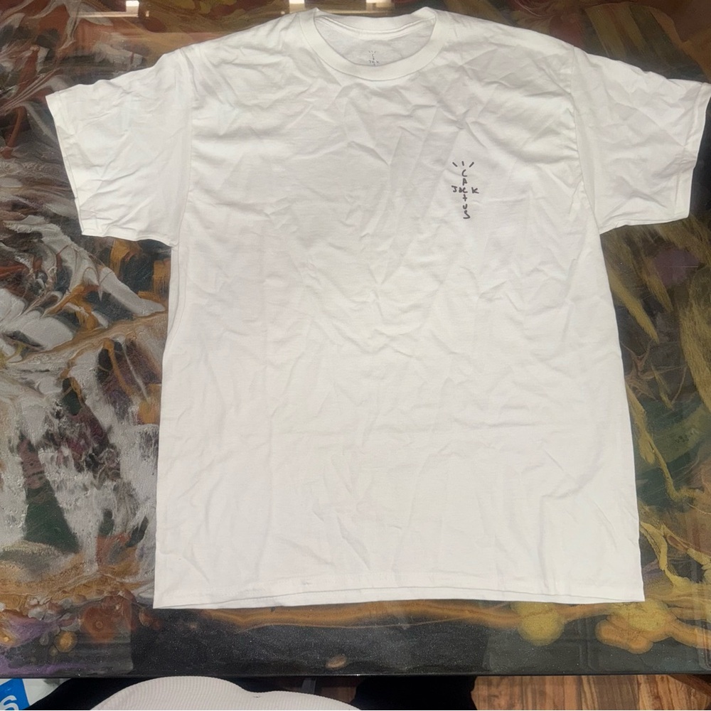 Travis Scott Cactus Jack White T-Shirt 2020 Tour Merch Graphic Tee Size‎ L